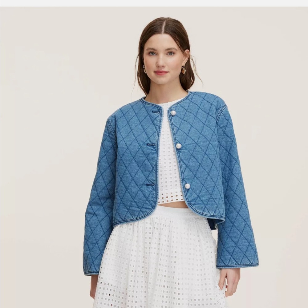 NWT Kate Spade New York Quilted Denim Jacket XL